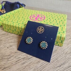 Tory Burch Enamel Winslow Logo Stud Earrings